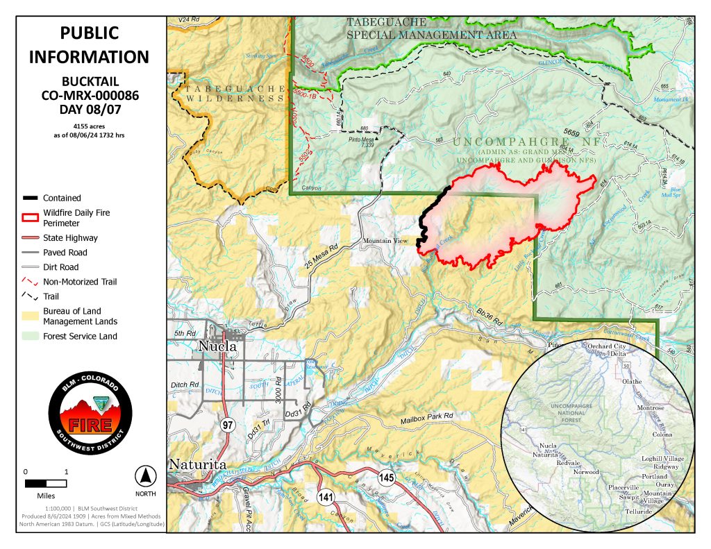 Map of Bucktail Fire Location