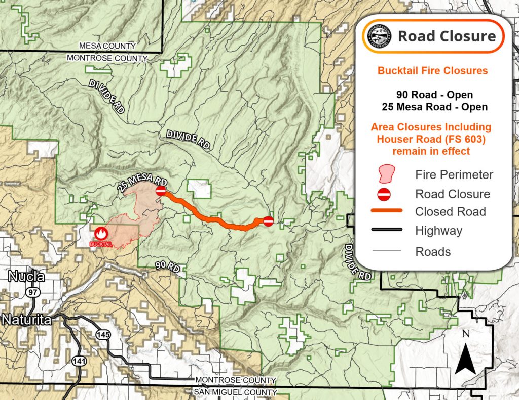 8/14/24 Bucktail Fire Road Closure Map 